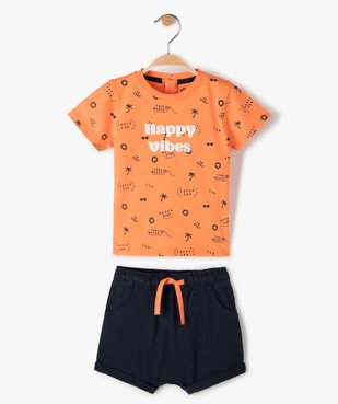 Ensemble bébé garçon tee-shirt + short en jersey (2 pièces) vue1 - GEMO(BEBE DEBT) - GEMO