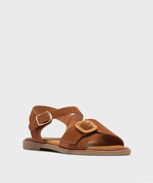 Sandales en cuir suédé à boucle fantaisie femme - Tanéo vue2 - TANEO - GEMO