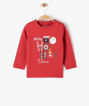 Tee-shirt bébé à manches longues avec motifs de Noël  vue1 - GEMO(BEBE DEBT) - GEMO