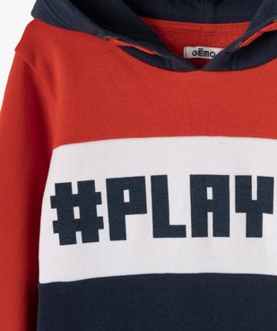 Sweat garçon tricolore à capuche vue2 - GEMO (ENFANT) - GEMO