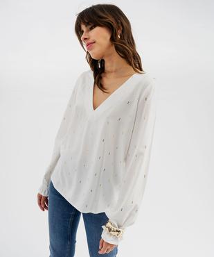 Blouse fluide à col V et motifs pailletés femme vue1 - GEMO(FEMME PAP) - GEMO