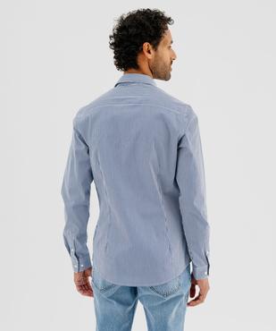 Chemise rayée coupe slim en coton stretch homme vue10 - GEMO 4G HOMME - GEMO