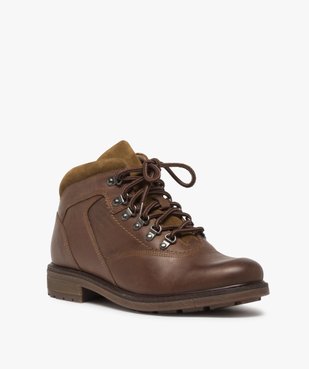 Boots homme avec dessus cuir lisse et lacets montagne vue2 - GEMO (CASUAL) - GEMO