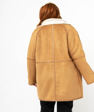 Manteau en suédine doublé sherpa femme grande taille vue3 - GEMO (G TAILLE) - GEMO