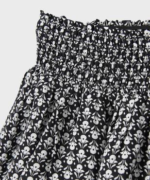Jupe courte fleurie à volants et taille smockée fille vue2 - GEMO 4G FILLE - GEMO