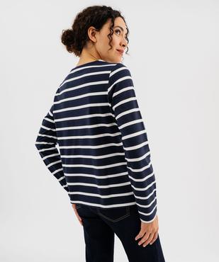 Tee-shirt manches longues à rayures et épaule boutonnée femme - LuluCastagnette vue3 - LULU CASTAGNETTE GEMO FOR GOOD - GEMO