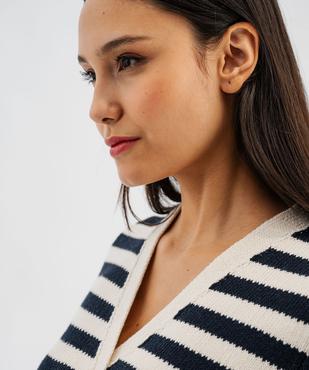 Gilet rayé à fermeture croisée esprit marin femme vue4 - GEMO 4G FEMME - GEMO