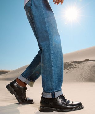 Derbies homme unis à bout fleuri vue1 - GEMO(URBAIN) - GEMO