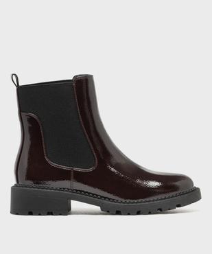 Boots femme vernies style Chelsea à semelle crantée vue1 - 5 MILES - GEMO