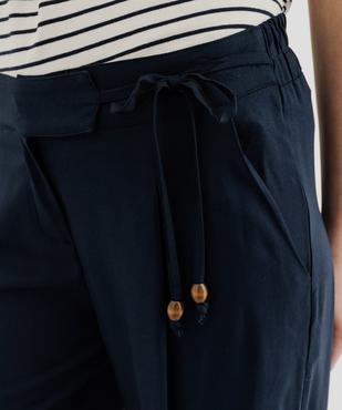 Pantalon fluide en viscose avec liens à la taille femme vue2 - GEMO(FEMME PAP) - GEMO