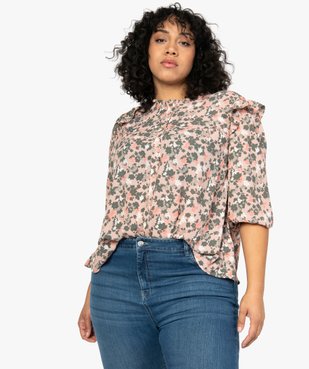 Blouse femme à plastron à imprimé floral vue1 - GEMO (G TAILLE) - GEMO
