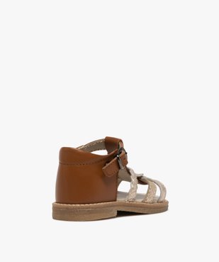 Sandales bébé fille en cuir talon fermé et brides métallisées vue4 - GEMO(BEBE DEBT) - GEMO