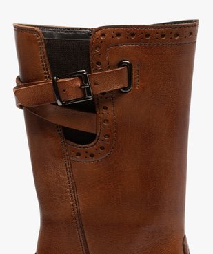 Bottes fille style cavalière en cuir uni avec bride décorative vue6 - GEMO (ENFANT) - GEMO