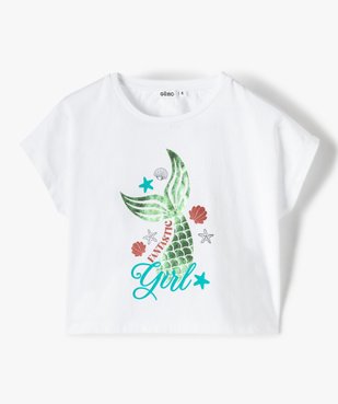 Tee-shirt court fille avec motif scintillant sur l’avant vue1 - GEMO (ENFANT) - GEMO