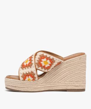 Mules à talon compensé et larges brides en crochet femme vue3 - FOLLOW ME - GEMO