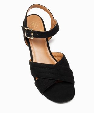 Sandales femme à brides matelassées en suédine et petit talon vue5 - GEMO(URBAIN) - GEMO