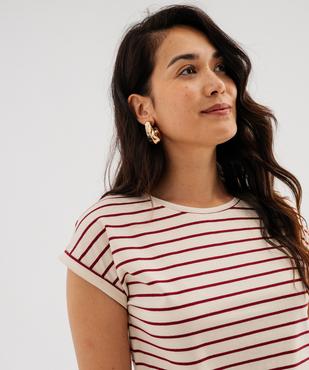 Tee-shirt rayé à manches ultra courtes femme vue2 - GEMO 4G FEMME - GEMO