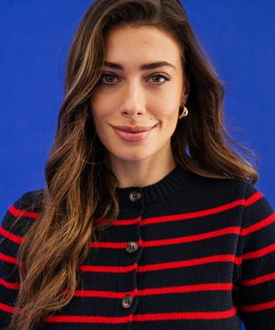 Gilet manches courtes à rayures femme vue3 - GEMO 4G FEMME - GEMO