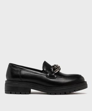 Mocassins dessus cuir avec chaine et semelle crantée femme - Tanéo vue1 - TANEO - GEMO