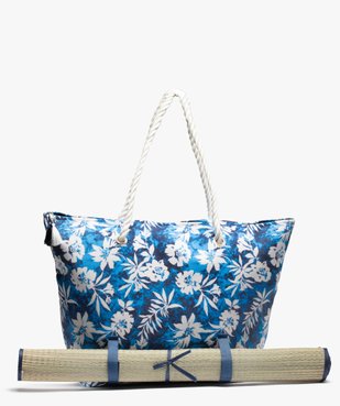 Sac de plage femme motif fleurs et tie-and-dye avec natte intégrée vue1 - GEMO (ACCESS) - GEMO