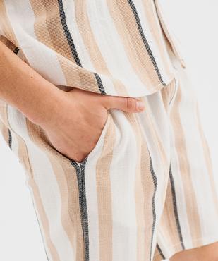 Short large à rayures avec ceinture ajustable pour homme vue4 - GEMO (HOMME) - GEMO