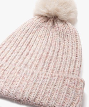 Bonnet en maille pailletée avec pompon fille vue2 - GEMO 4G FILLE - GEMO