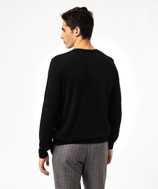 Pull homme à col V en coton fin vue3 - GEMO 4G HOMME - GEMO