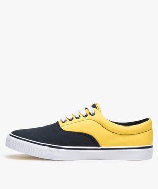 Tennis homme en toile à lacets et semelle contrastante vue3 - GEMO (HOMME) - GEMO
