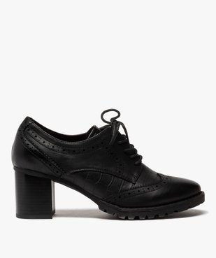 Escarpins femme unis à talon style derbies avec bout golf vue1 - GEMO(URBAIN) - GEMO