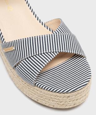 Sandales compensées en toile rayée femme - LuluCastagnette vue6 - LULUCASTAGNETTE - GEMO
