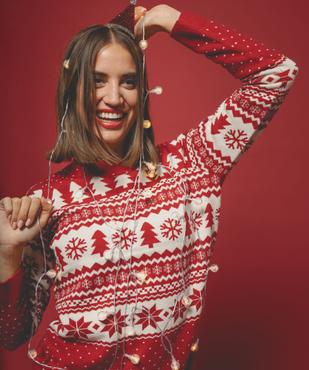 Pull de Noël esprit jacquard femme vue1 - GEMO(FEMME PAP) - GEMO