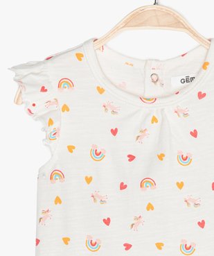 Combishort bébé fille imprimé 100% coton biologique vue2 - GEMO C4G BEBE - GEMO