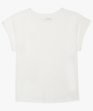 Tee-shirt fille à manches courtes à revers contenant du coton bio vue2 - GEMO 4G FILLE - GEMO