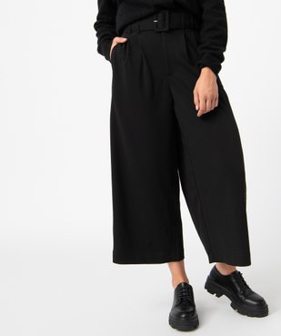 Pantacourt femme taille haute avec ceinture à boucle vue1 - GEMO(FEMME PAP) - GEMO