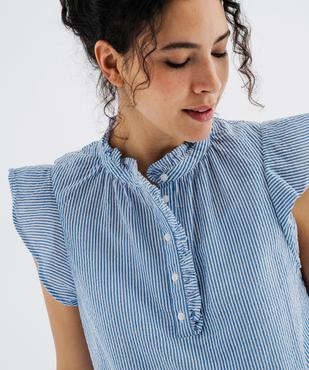 Robe courte sans manches en seersucker rayé femme vue2 - GEMO(FEMME PAP) - GEMO