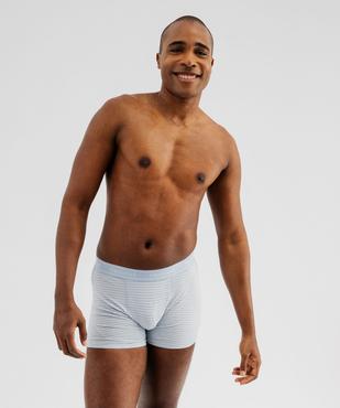 Boxers en coton stretch uni et rayé homme (lot de 2) vue4 - GEMO 4G HOMME - GEMO