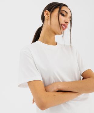 Tee-shirt manches courtes col rond uni en coton femme vue2 - GEMO 4G FEMME - GEMO