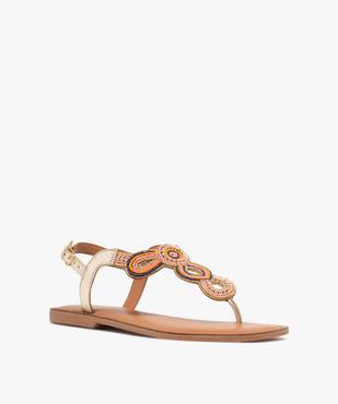 Sandales plates avec dessus en perles à entredoigt femme vue3 - FOLLOW ME - GEMO