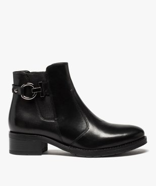 Boots femme à talon plat unis dessus cuir et bride fantaisie vue1 - GEMO (CASUAL) - GEMO