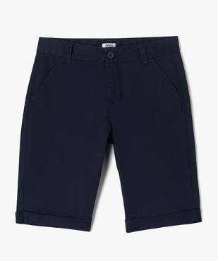 Bermuda en toile avec revers cousus garçon vue1 - GEMO (JUNIOR) - GEMO