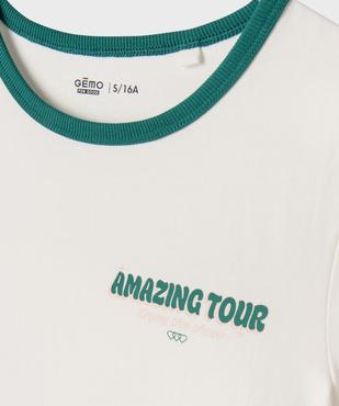Tee-shirt manches courtes en coton stretch imprimé devant et dos fille  vue2 - GEMO 4G FILLE - GEMO