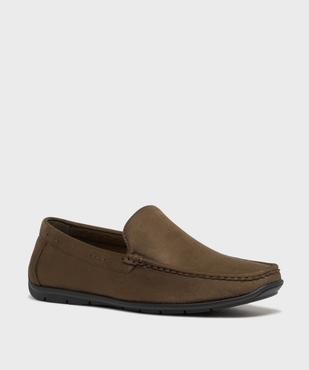 Mocassins en suédine et semelle intérieure cuir homme vue2 - URBAN STEPS - GEMO