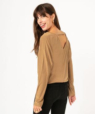 Tee-shirt à manches longues à double col V femme vue3 - GEMO(FEMME PAP) - GEMO