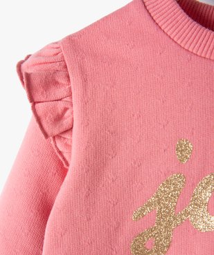 Sweat bébé fille avec inscription pailletée et volants aux épaules vue4 - GEMO(BEBE DEBT) - GEMO