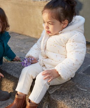 Parka bébé fille en velours côtelé à pois dorés avec écharpe douce vue1 - GEMO 4G BEBE - GEMO