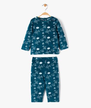 Pyjama 2 pièces en velours imprimé avion bébé vue2 - GEMO(BB COUCHE) - GEMO