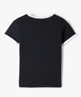Tee-shirt fille imprimé avec col contrastant blanc vue3 - GEMO (JUNIOR) - GEMO