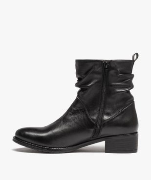 Boots femme dessus en cuir uni plissé vue3 - GEMO (CASUAL) - GEMO