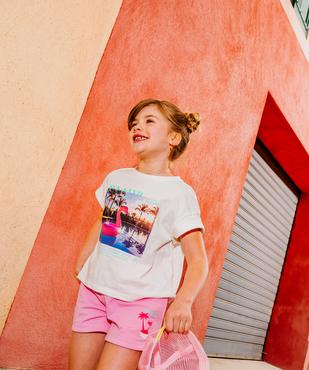 Tee-shirt manches courtes oversize à motif fille vue1 - GEMO 4G FILLE - GEMO