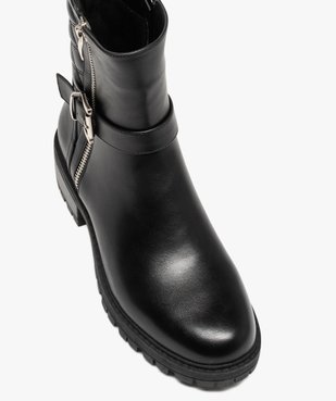 Boots femme unies à talon large et semelle crantée vue5 - GEMO (CASUAL) - GEMO
